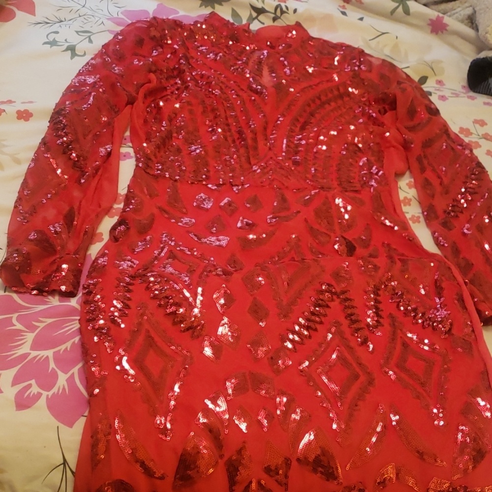 Red sequin dress